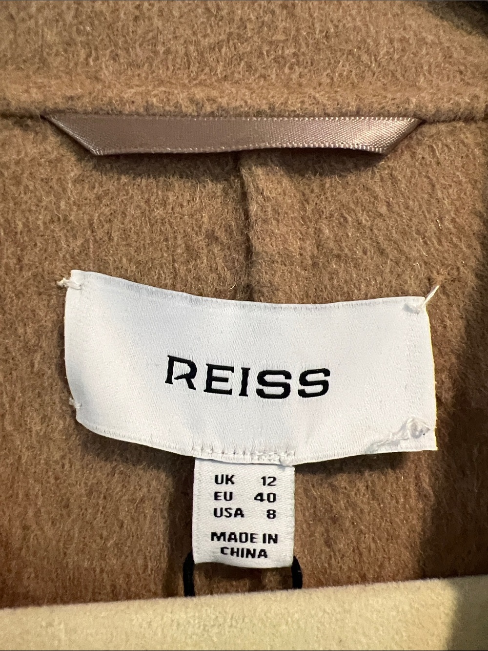 Reiss Lara Camel Double Breasted Wool Blend Overcoat Size 8 - Picture 5 of 8